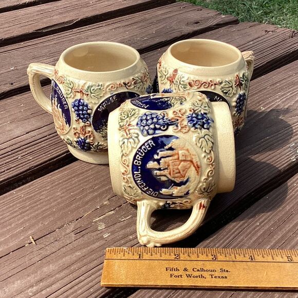 Vintage German Ceramic Beer Stein Mug Castle Scene Set of 3 - Picture 7 of 7